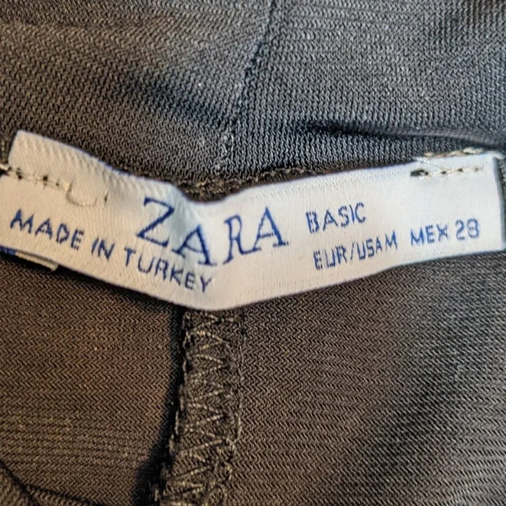 Zara Black Mock Neck Long Sleeve Drop Waist Midi Length Dress - size M - Picture 10 of 12